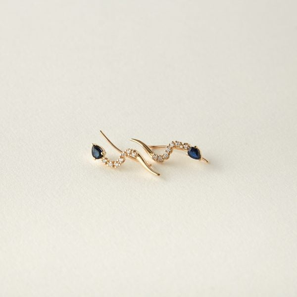Cercei din aur galben 14K Curved - imagine 2