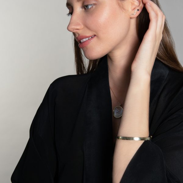 Cercei din aur galben 14K Curved - imagine 3