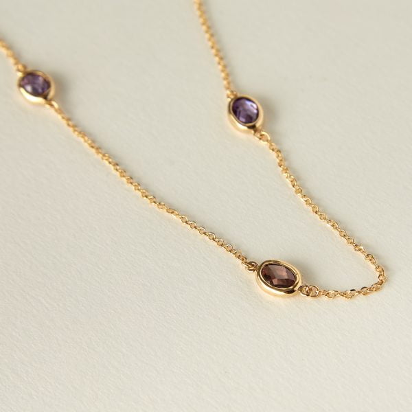 Colier din aur galben 14K Droplet - imagine 3